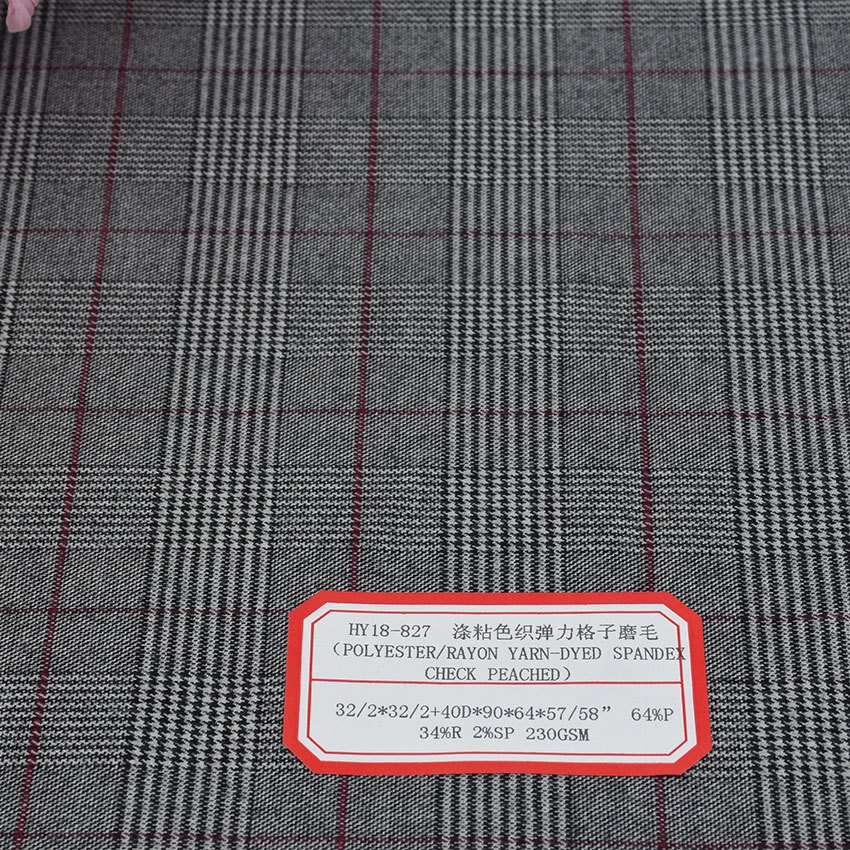 Picture of Polyester viscose yarn-dyed elastic Plaid sanding 64% P 34% R 2% SP 230GSM sanding Plaid