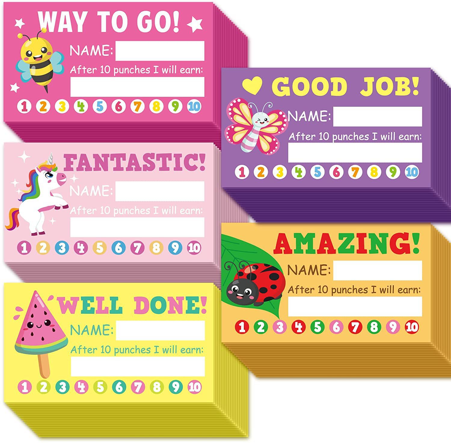 Cross-border wholesale 5*9cm cartoon reward card student punch card for business classroom student teacher reward