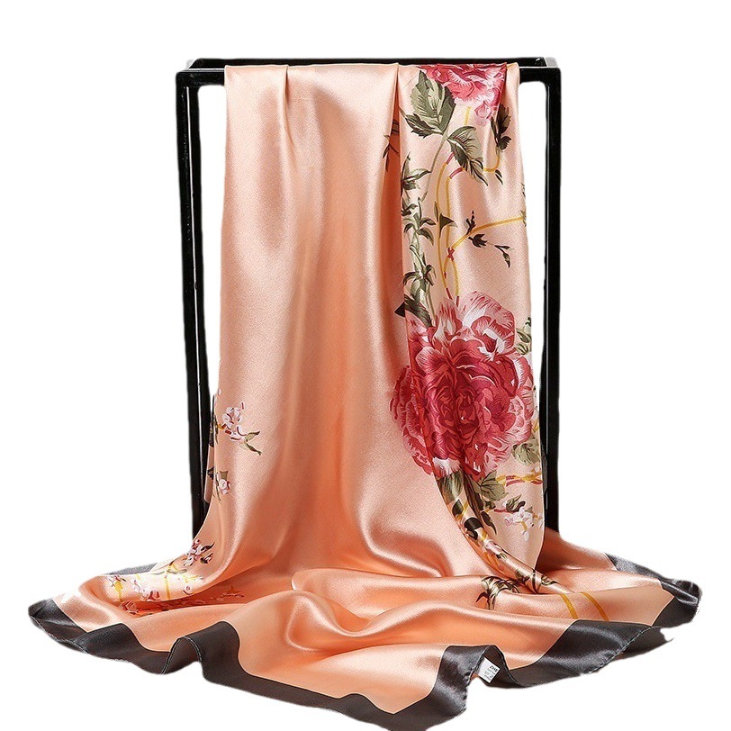 90 Large Square Scarf Scarf Women's Spring and Autumn Korean Decorative Stewardess Satin Scarf New Scarf Scarf Mother's Day Gift