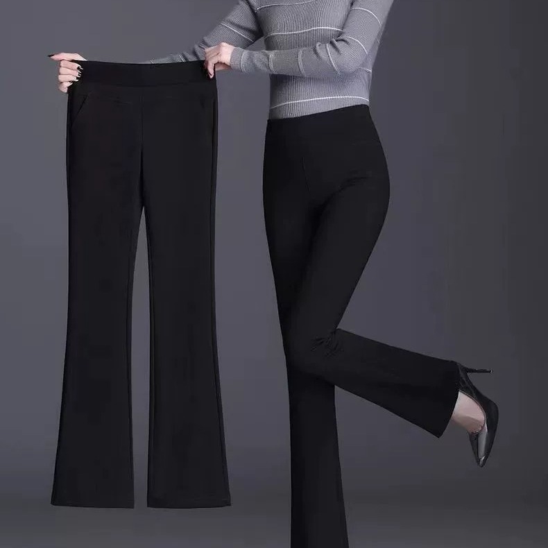 Spring, Autumn and Winter 2024 Micro-Flared Pants Women's High Waist Large Size Loose Warm Pants Drape Straight-Leg Casual Suit Pants
