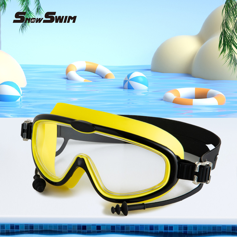 Picture of Children bag swimming goggles girls boys swimming equipment glasses waterproof anti-fog big frame professional diving swimming goggles factory