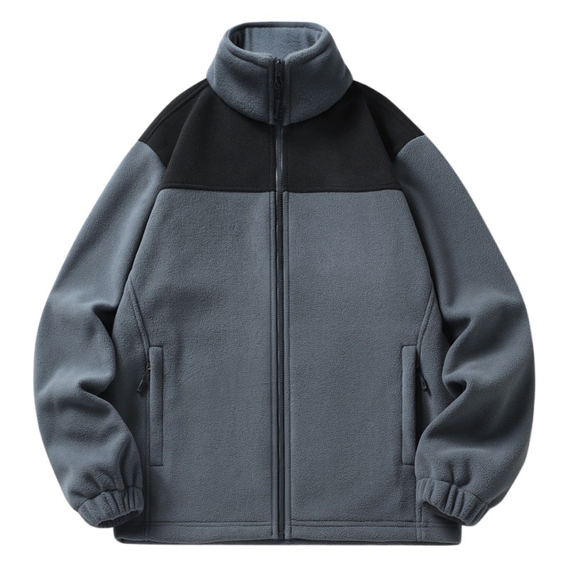2025 New Color Block Fleece Jacket North Style Men's Breathable Warm Shake Jacket Women's Velvet Thickened Jacket Liner