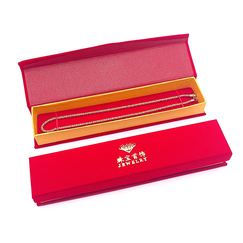 Red velvet necklace box jewelry packaging box pendant box printing bracelet paper box jewelry jade storage bracelet box