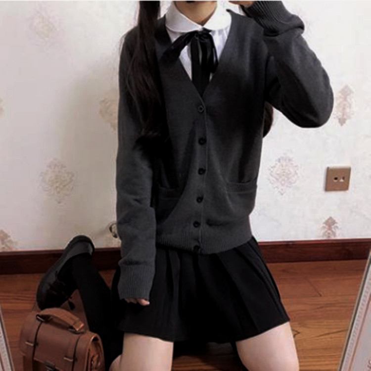Kawashima Mizuki Jk Sweater Cardigan Jacket for Women Autumn and Winter Japanese Style College Uniform School Uniform Long-Sleeve Knit
