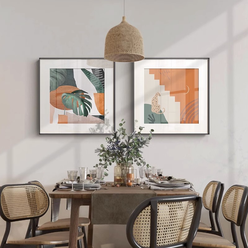 Green Plants Scandinavian Restaurant Decoration Paintings Modern Minimalist Sofa Background Wall Murals Abstract Color Block Bedroom Entrance Hanging Paintings
