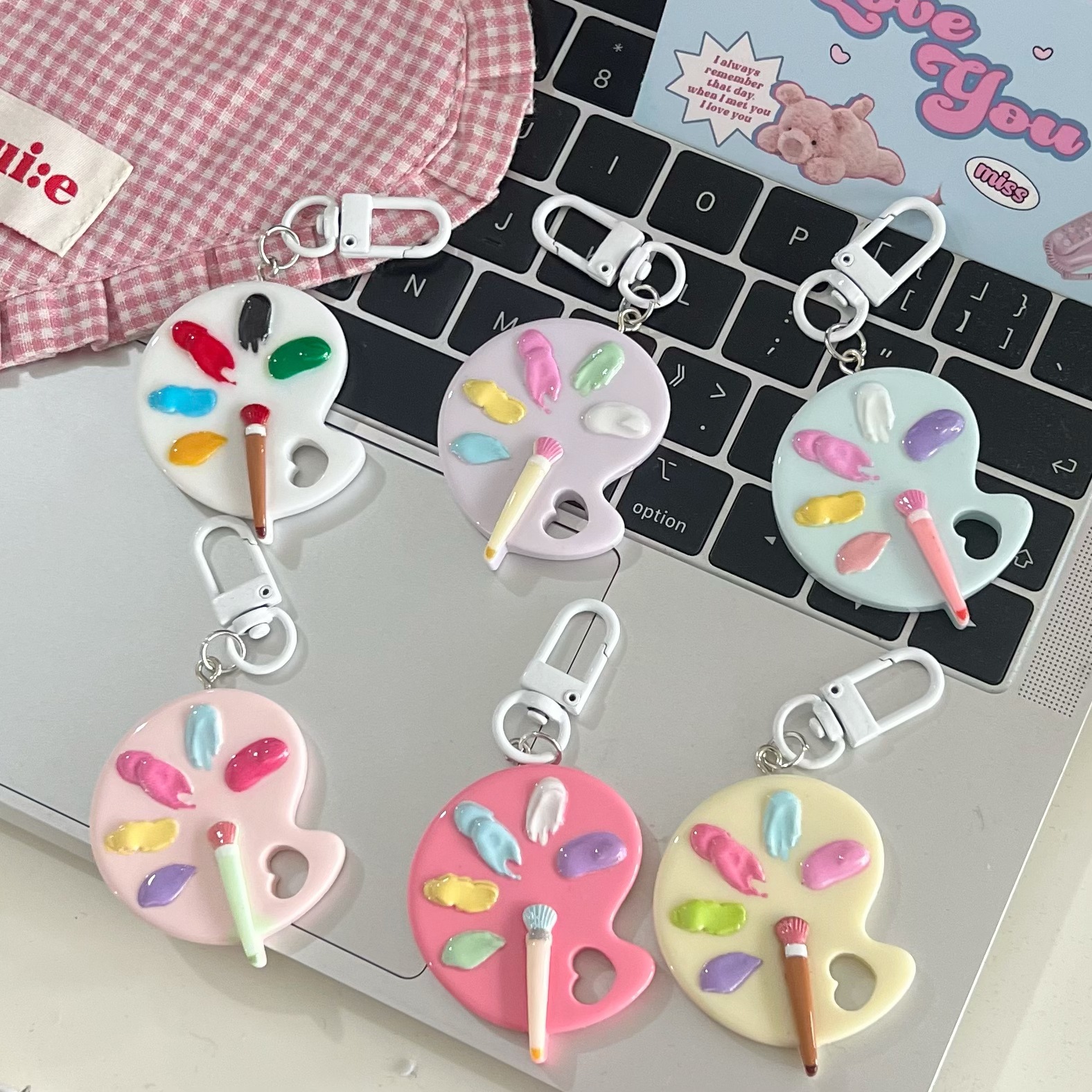 Cute Pigment Skateboard Keychain Fun Creative Pendant Couple Girlfriend Gift Accessories Palette Gift Matching