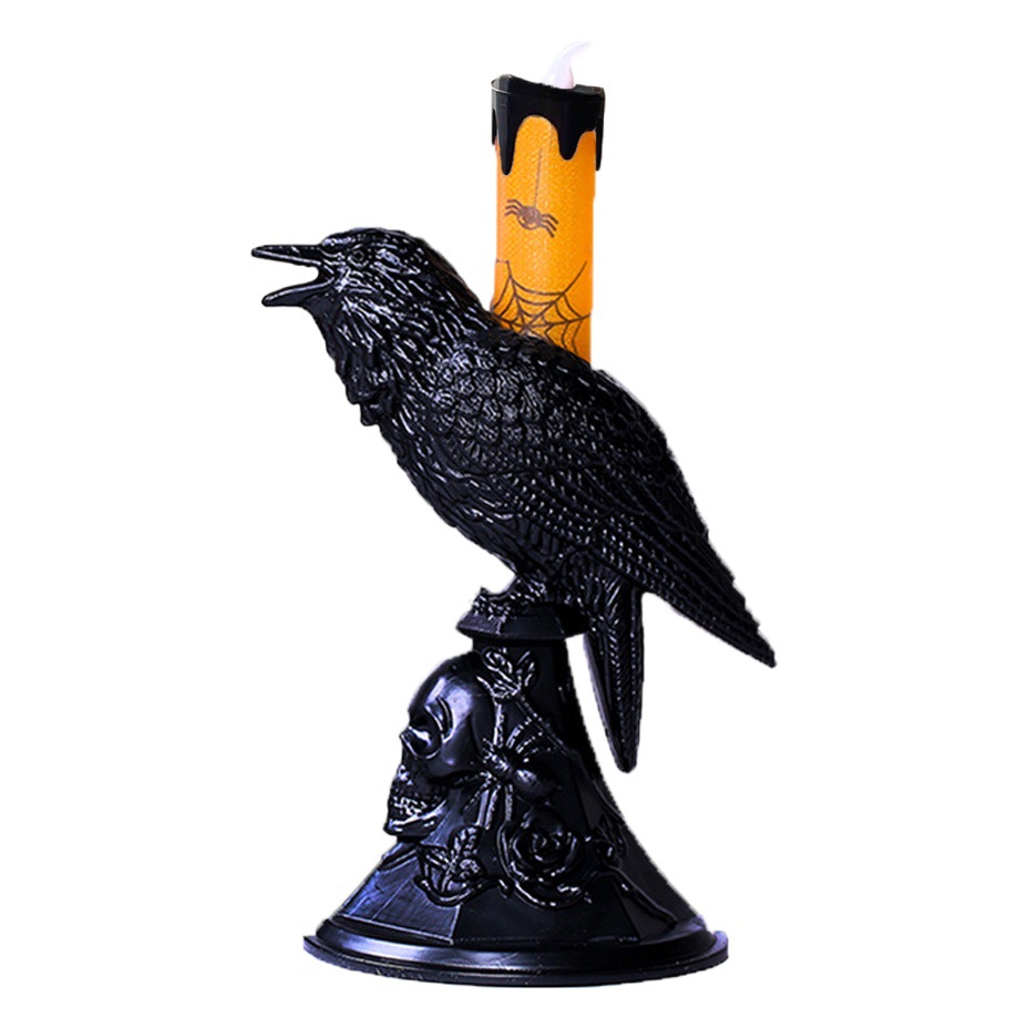 Cross-border Halloween candle lamp Crow lantern festival decoration props Candlestick decoration LED electronic candle lamp decoration