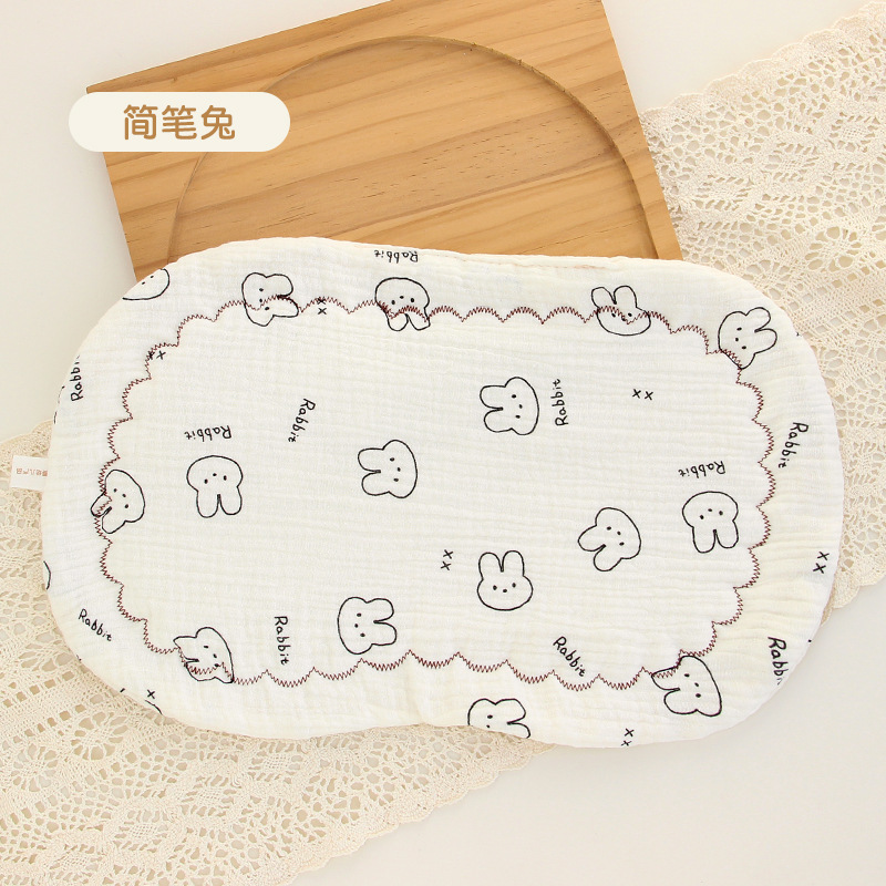 Picture of Sweat-Absorbent and Non-Stuffy Cartoon Kidsren's Pillow, Soft and Breathable Eight-Layer Gauze Baby Pillow, Cloud Pillow, Newborn Category a