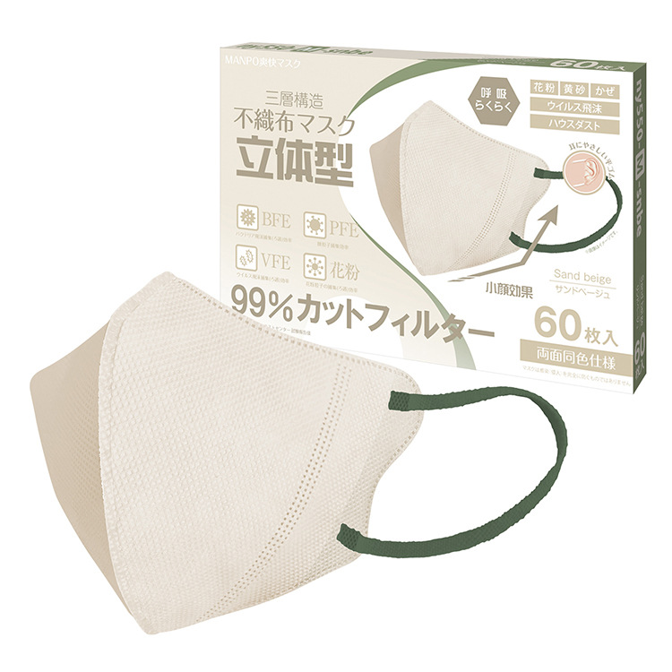 Picture of 3D Three-Dimensional High-Appearance Disposable Autumn Breathable Boxed Three-Layer Non-Tightening Full-Coverage Windproof Mask for Women