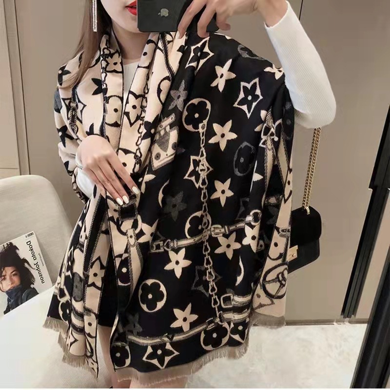Picture of 2024 New Fashionable Big-Name Versatile Orange High-End Wool Cashmere Shawl Scarf for Women Winter Dual Use