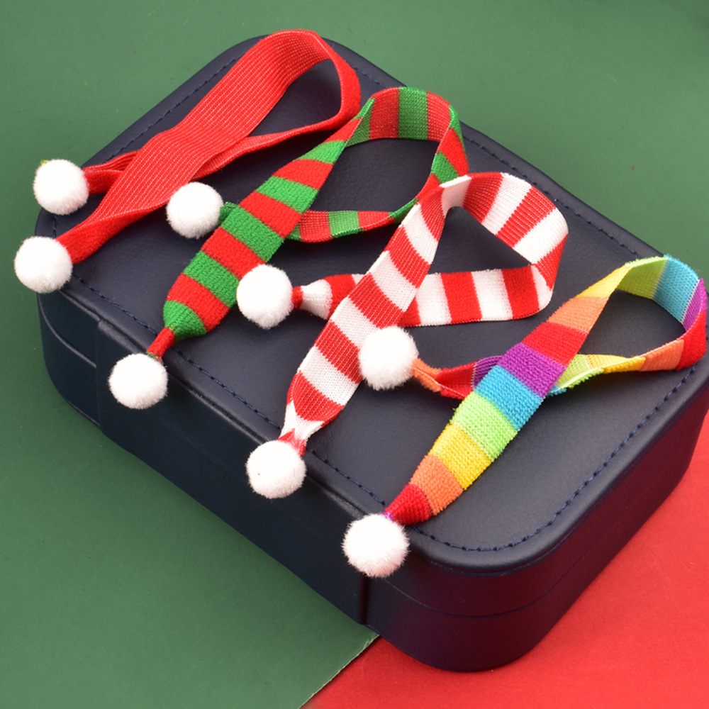 Christmas Mini Scarf Cloth Wool Small Scarf Wine Bottle Hat Doll Drink Cup Small Hat Stripesd Colorful Pattern