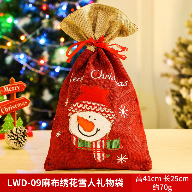 Picture of Christmas Gift Bag Apple Bag Large Bezel Drawstring Gift Bag Christmas Decoration Accessories Props Scene Layout