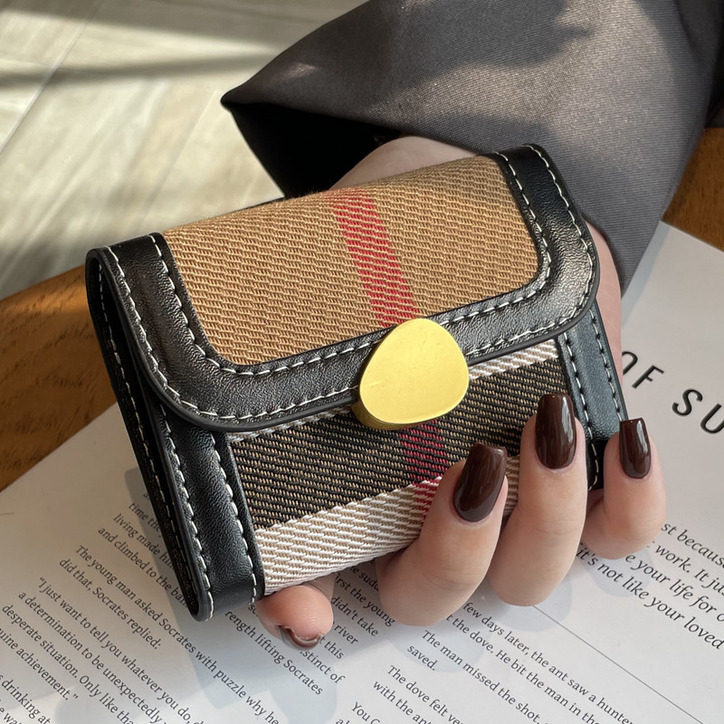 Picture of Plaid Canvas Women's Card Bag 2024 Fall/Winter New Internet Celebrity Hot Style Ins Retro Multi-Card Change Coin Holder
