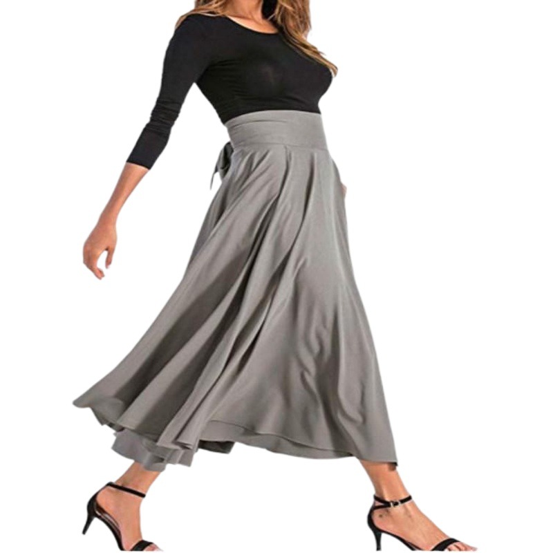 Cross-border Amazon Explosions Workwear A Skirt Fresh Large Swing Slim Elegant Lace-up European and American Hip Skirt Multicolor