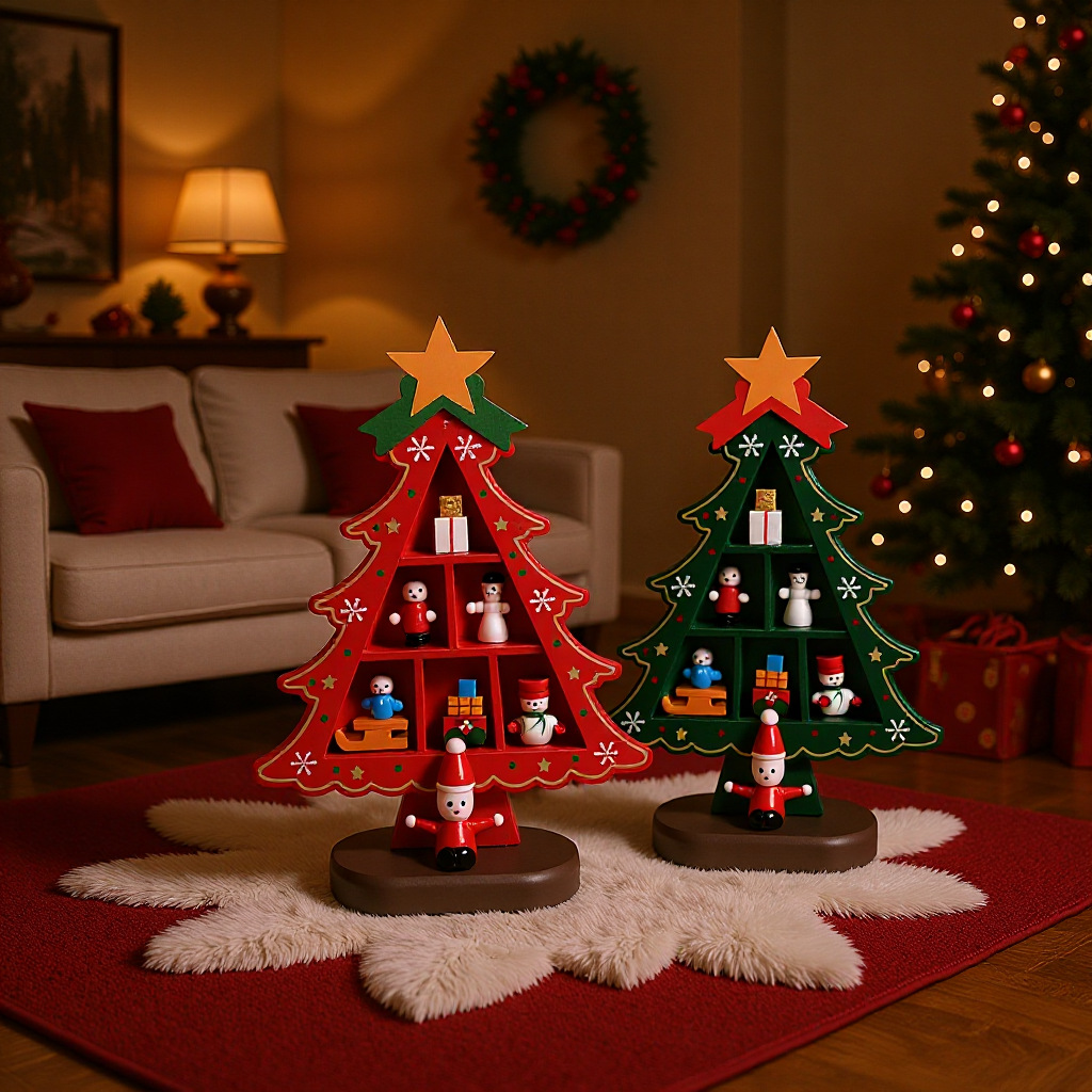 Christmas New Wooden Christmas Tree Mini Desktop Ornaments Shopping Mall Hotel Christmas Decoration Supplies Creative Ornaments