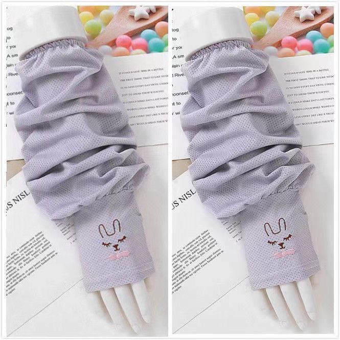 Picture of Summer Soft Rabbit Ice Sleeve Sun Protection Versatile Fashion Cycling Gray Outdoor Sleeve