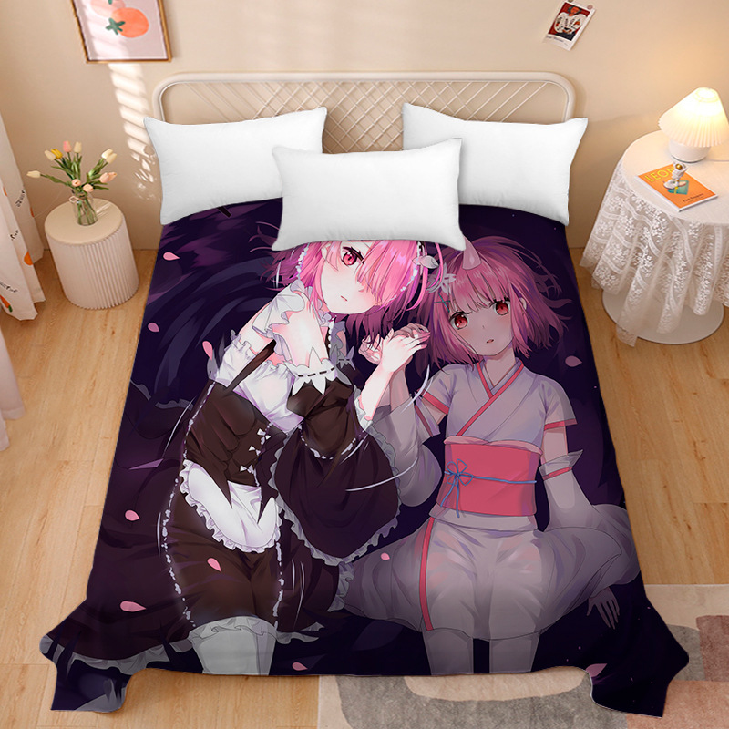 Picture of Anime Two-Dimensional Anime Rem Picture Gentleman 3D Beauty Bed Bed Sheets Single Piece Student Dormitory 1.9m