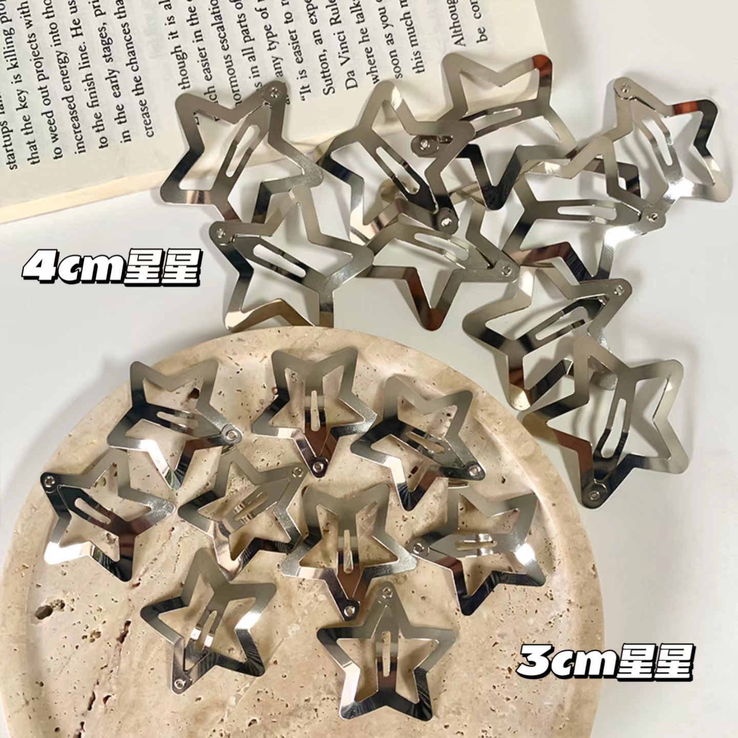 Y2K Millennium Style Bright Silver Five-Pointed Star Girl Side Bangs Clip Girls Versatile Hairpin Star Hairpin Headdress