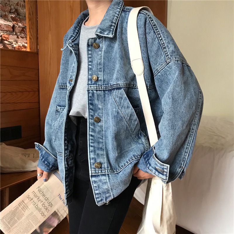 Picture of Vintage Denim Jacket New Women's Autumn and Winter All-match Elegant Small Loose Slim Jacket Long-sleeved Top Trendy