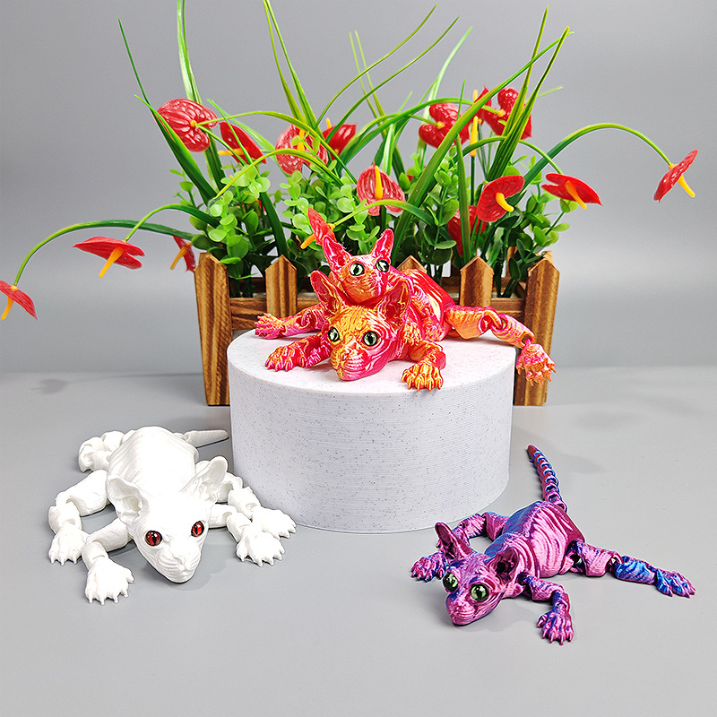3D Printing Artificial Hairless Cat Canadian Cat Sphynx Ornaments Toys Cute Cat Novelty Ornaments Crafts