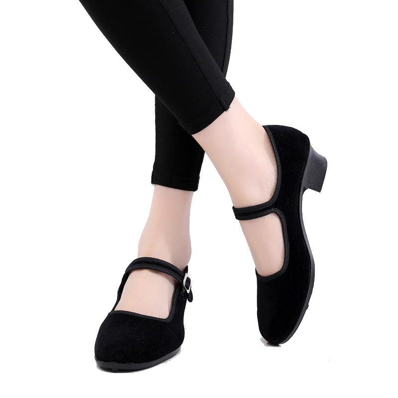 Picture of Dance shoes ladies folk dance shoes dance shoes black cloth shoes flat velvet foam twist yangko practice shoes manufacturers breathable