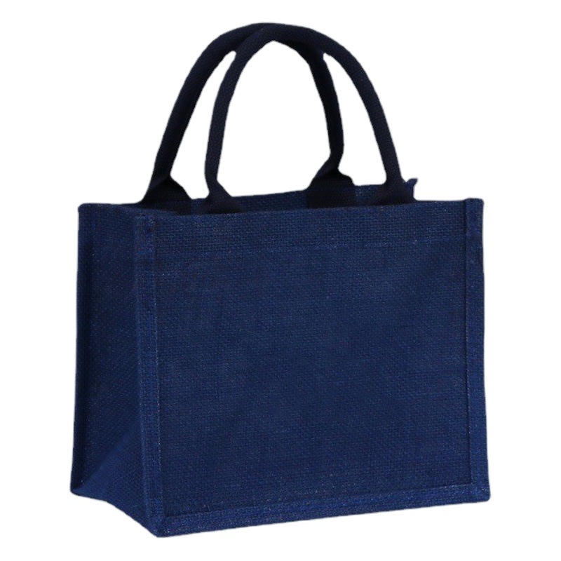 Blue linen bag portable large capacity linen tote bag hand gift bag printed logo enterprise muji muji