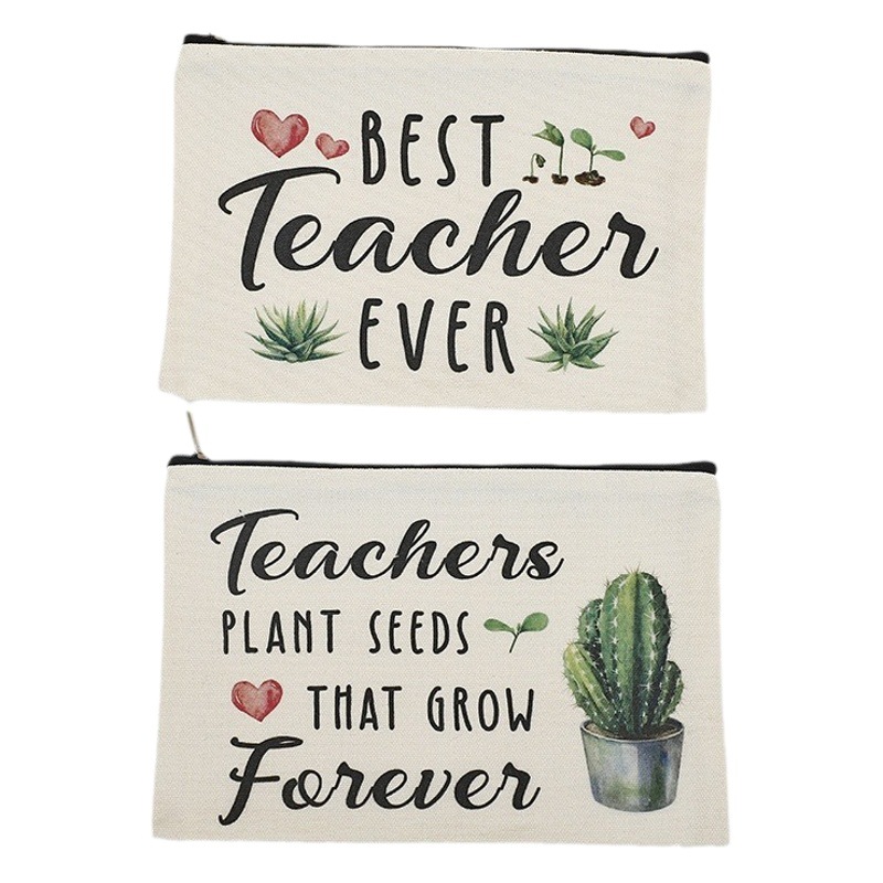 Specially Designed for Cross-Border Canvas Pencil Bags, Custom-Made Student Painting Zipper Stationery Bags, Hand-Held Storage Cosmetic Bags, Pencil Bags