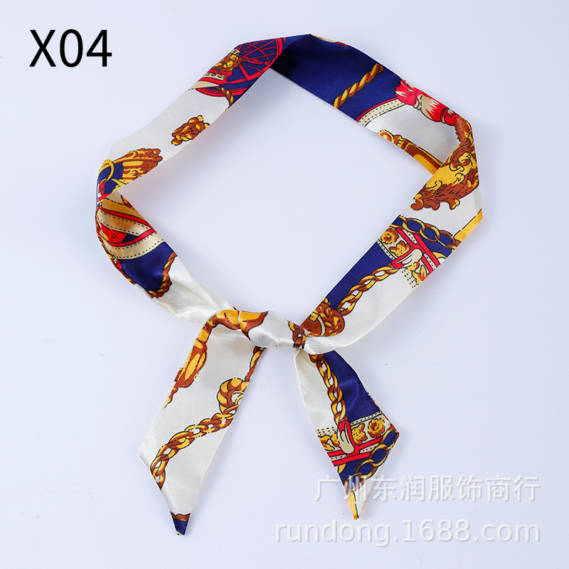 Picture of Silk Scarf Wholesale Long Beveled Small Silk Scarf Double-layer All-match Hair Belt Ribbon Decoration Tie Bag Hand Gift Box Silk Scarf