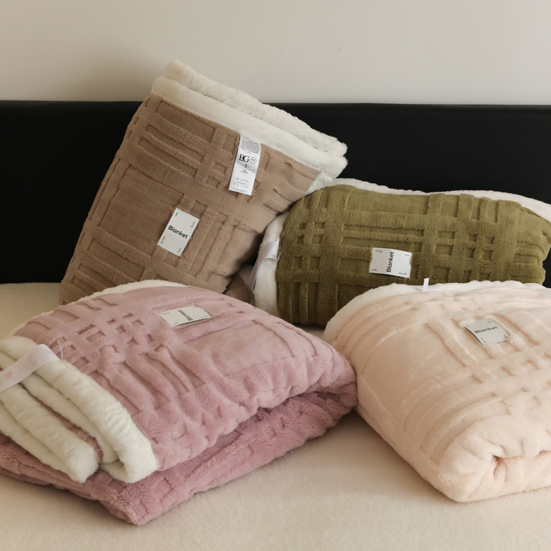 Class A Simple Solid Color Blanket Blanket Thickened Sofa Blanket Lamb Fleece Blanket Office Nap Blanket