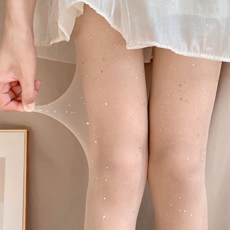 Thin Glitter Dot Star Stockings White Pure Desire B Silver Stockings Beautiful Legs Black Stockings Skin Beauty Stockings Sequined Stockings