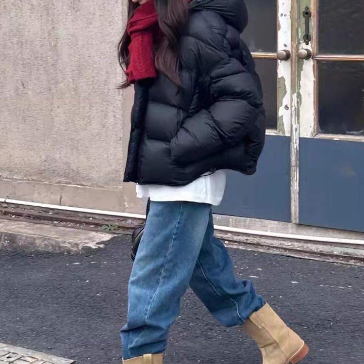 Picture of Super Nice Cotton Outwear for Women Milk Tea Color Short Bread Outwear for Small People 2025 New Fashion Hooded Cotton Outwear Trendy