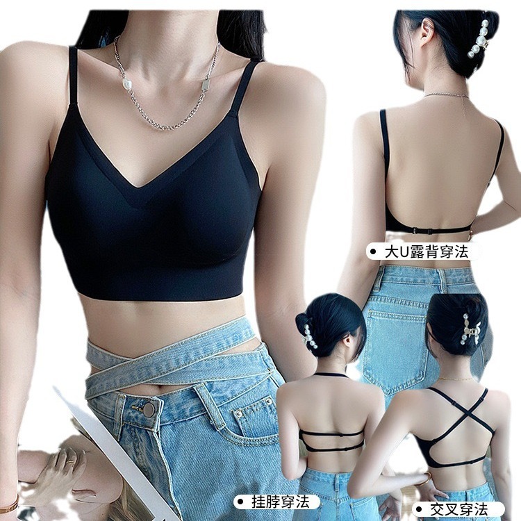Picture of U-shaped beautiful back underwear women's small chest gathered 2022 new with chest pad outer wear vest integrated seamless backless bra