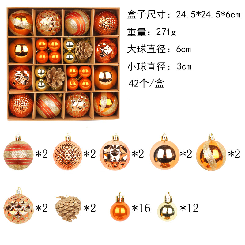 Picture of Zhuran Christmas Ball suit Christmas Tree Painting Ball Hanging Pendant Electroplated Ball Holiday Decoration Ball Mixed Gift Box