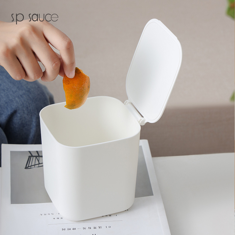 Desktop Trash Can Home Living Room Table Bedroom Bedside Mini Storage Bucket Waste Paper Basket Sundry Storage Box Small Tube