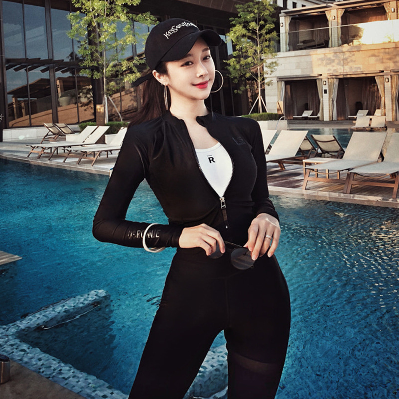 Hainan Sanya Vacation Split Suit Long Sun Protection Anti-stinging Jellyfish Suit Conservative Japanese Snorkeling Surfing Swimsuit for Women