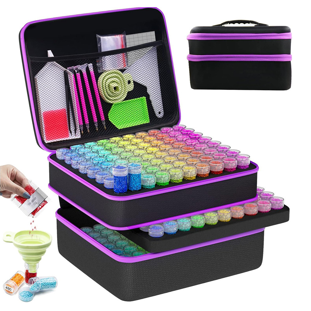 Picture of DIY diamond painting tool 60/120/240 grid drill bottle portable storage bag suit foreign trade new drill