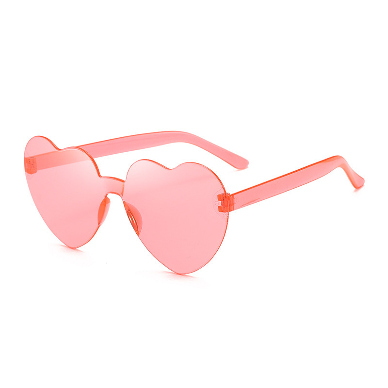Picture of New love sunglasses jelly color frameless heart-shaped conjoined glasses dazzling color heart sunglasses