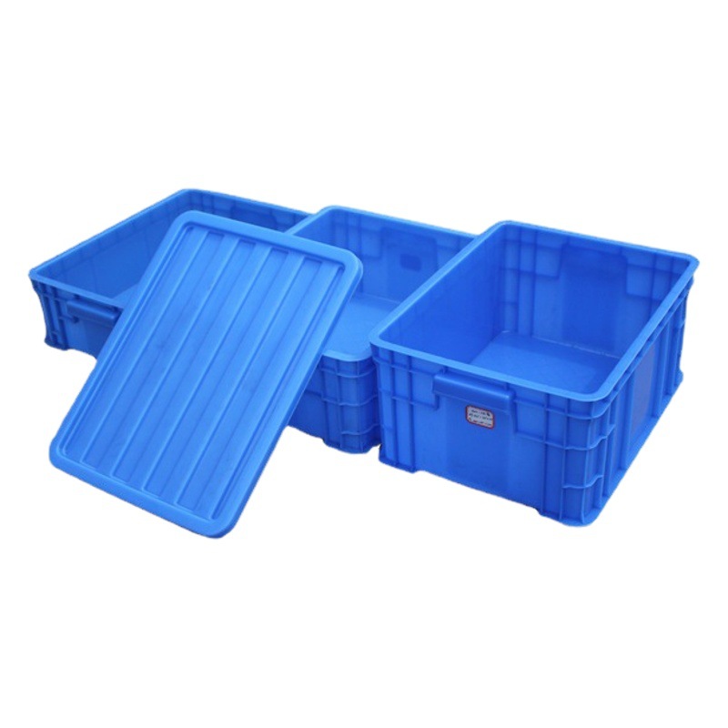 Lin Hui Turnover Box Thickened Large Supermarket Transfer Rectangular Blue Tools with Lid Plastic Turnover Box Wholesale
