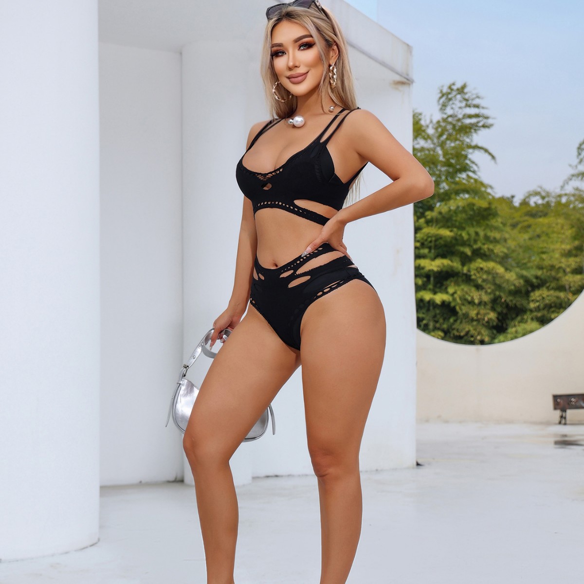 Picture of Cross-border European and American Style Sexy Lingerie Lace Uniform Temptation Short Skirt Sling Vest Sexy Fishing Net Perspective Dress