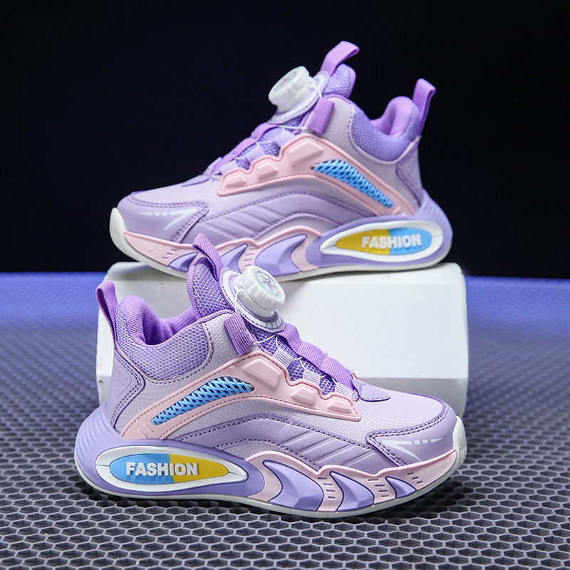 Girls' Middle and Large Children's Basketball Shoes Lightweight Boys' sneaker Shoes 2024 New Spring Leather Children's sneaker