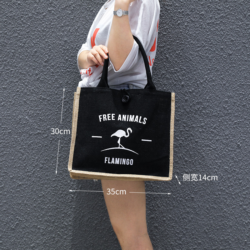 Picture of Foreign trade retro jute handbag can be printed LOGO advertising shopping environmental protection large capacity fashion handbag