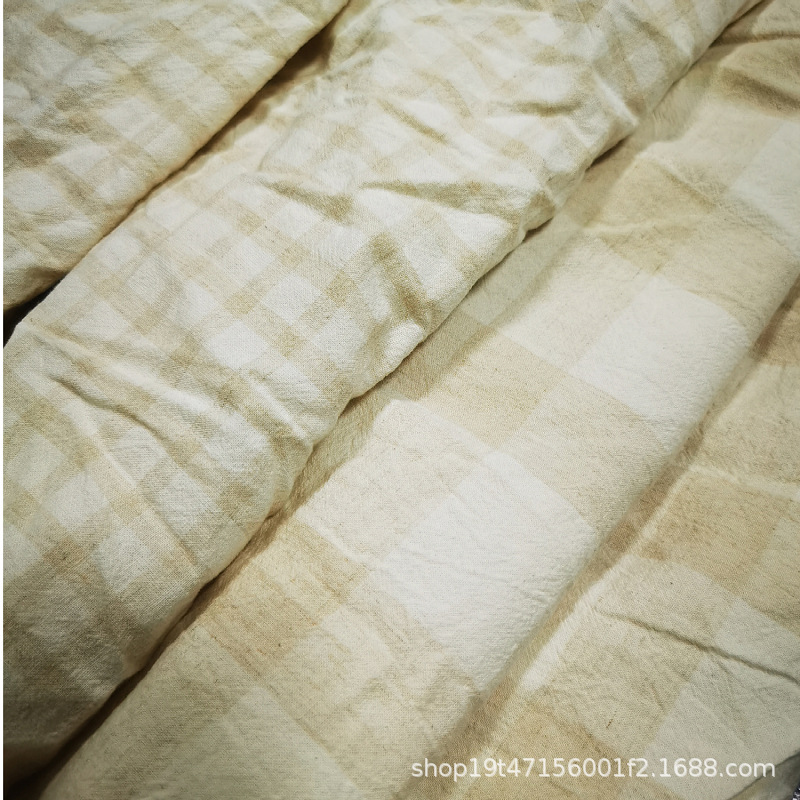 Cotton and Linen Fabric Cotton and Linen Blended Fabric Fabric Washed Yarn-dyed Cotton and Linen Plaid Fabric Fabric Designer Fabric Line