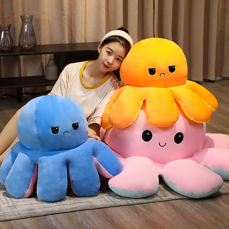 Picture of Soft Cute Giant Flip Big Octopus Doll Funny Double-Sided Expression Octopus Plush Toy Girl Gift