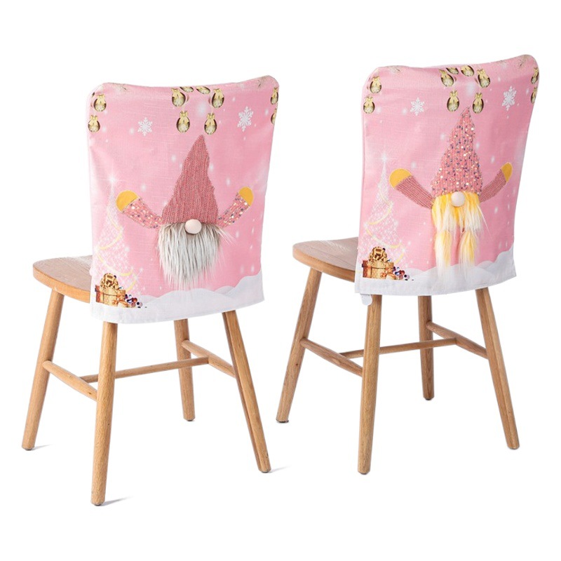 Cross-Border New Product Christmas Decoration Christmas Chair Cover Pink with Lights Rudolph Chair Cover Home Table Decorations