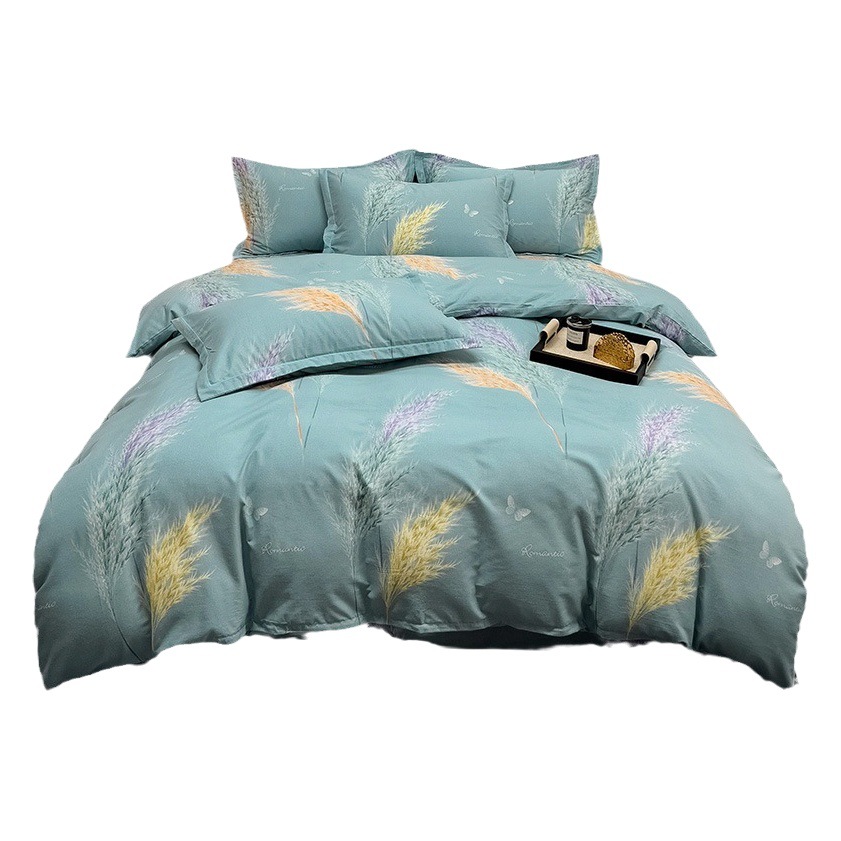 Thickened Brushed Cotton Four-Piece Set, Pure Cotton Duvet Cover and Three-Piece Bed Sheet Set, Autumn and Winter Bedding, Light Luxury Style