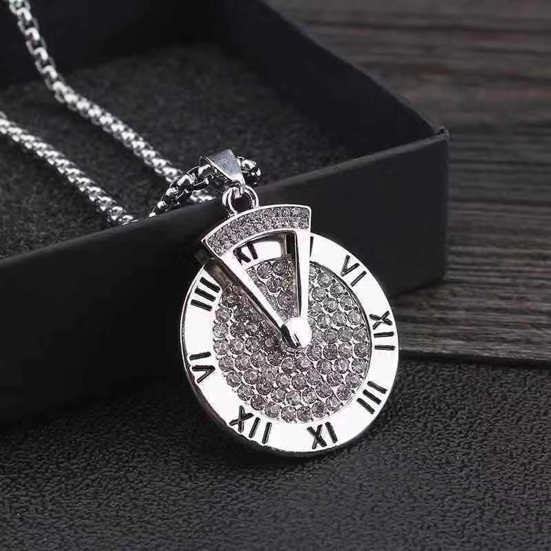 ins trendy women's Roman numerals running long necklace men's sweater chain accessories simple all-match rotatable