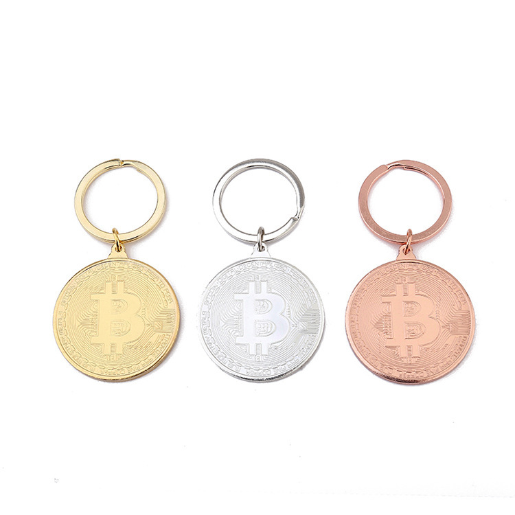 Foreign trade bitcoin virtual coin commemorative coin keychain overseas R Sales gift