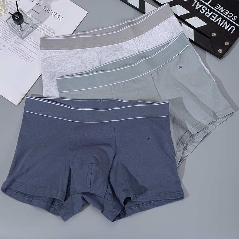 Men's Pure Cotton Underwear Antibacterial Inner Men's Four-Corner Breathable Young Men's Pure Color Cotton Underwear Wholesale