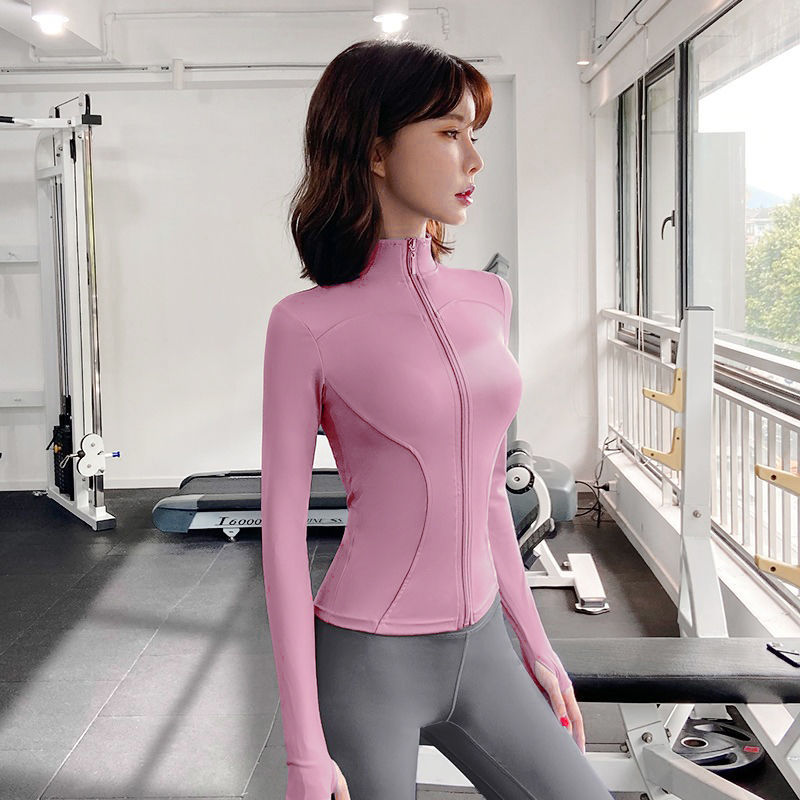 Yoga clothes women's new autumn high-grade sports running fitness slimming quick-drying tight long-sleeved zipper top