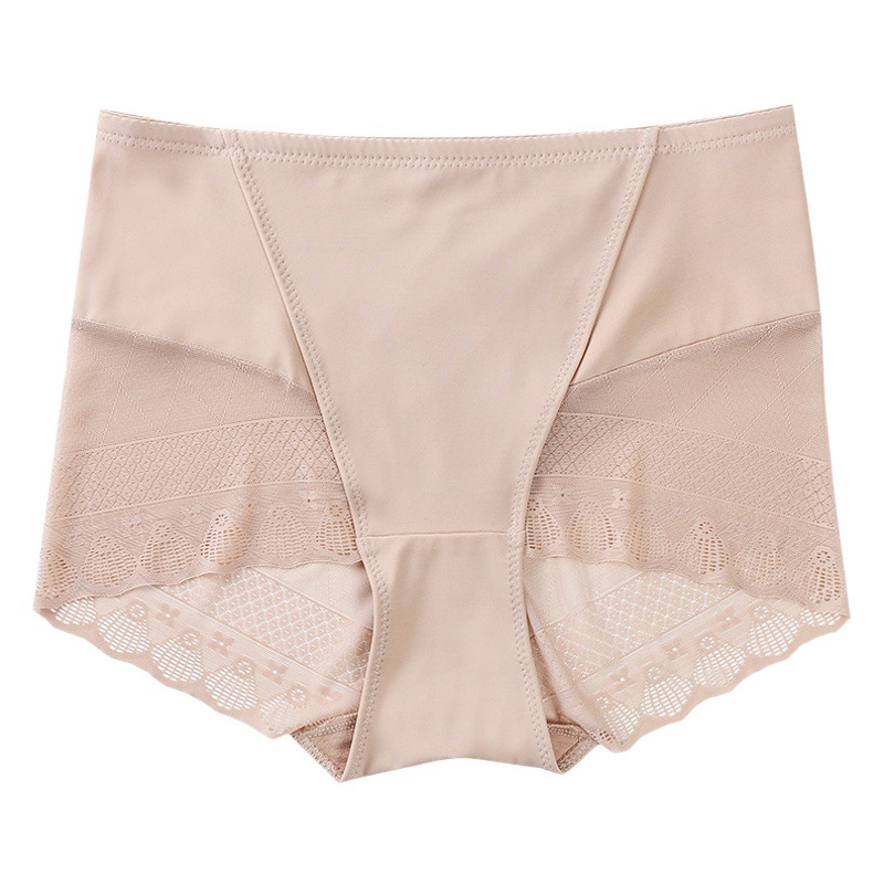 Xinjia Underwear Mid-Waist Lace Breathable Hip Pants for Body-Shaping Body-Shaping Body-Sliding Waist Anti-Light Ice Silk Thin Belly Pants for Women